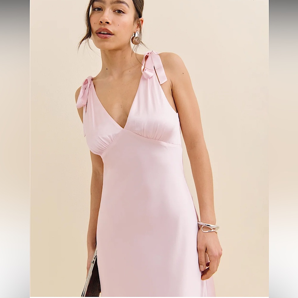 NWT Reformation Pernille Silk Dress - Cherry Blossom - Picture 2 of 15